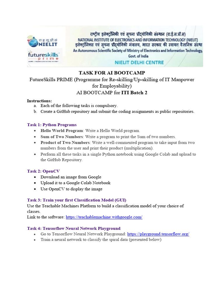 AI Bootcamp Tasks for ITI Batch 2 | PDF | Statistical Classification ...