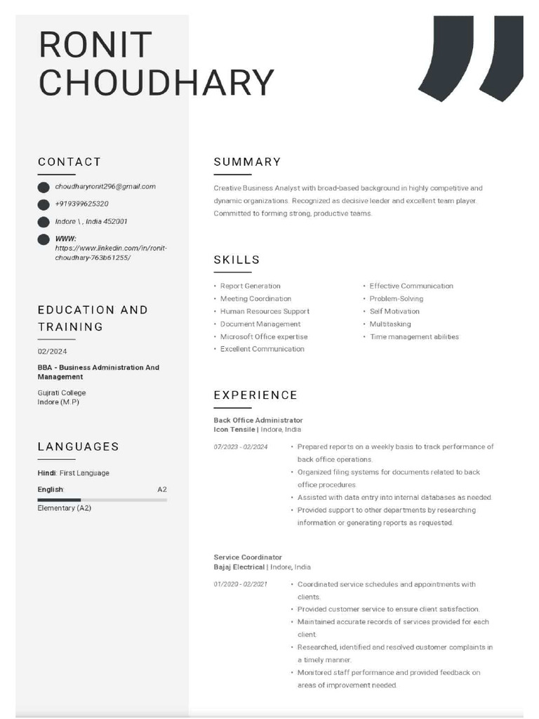Ronit CV | PDF