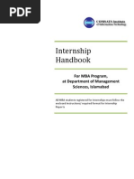 Internship Handbook: For MBA Program, at Department of Management Sciences, Islamabad