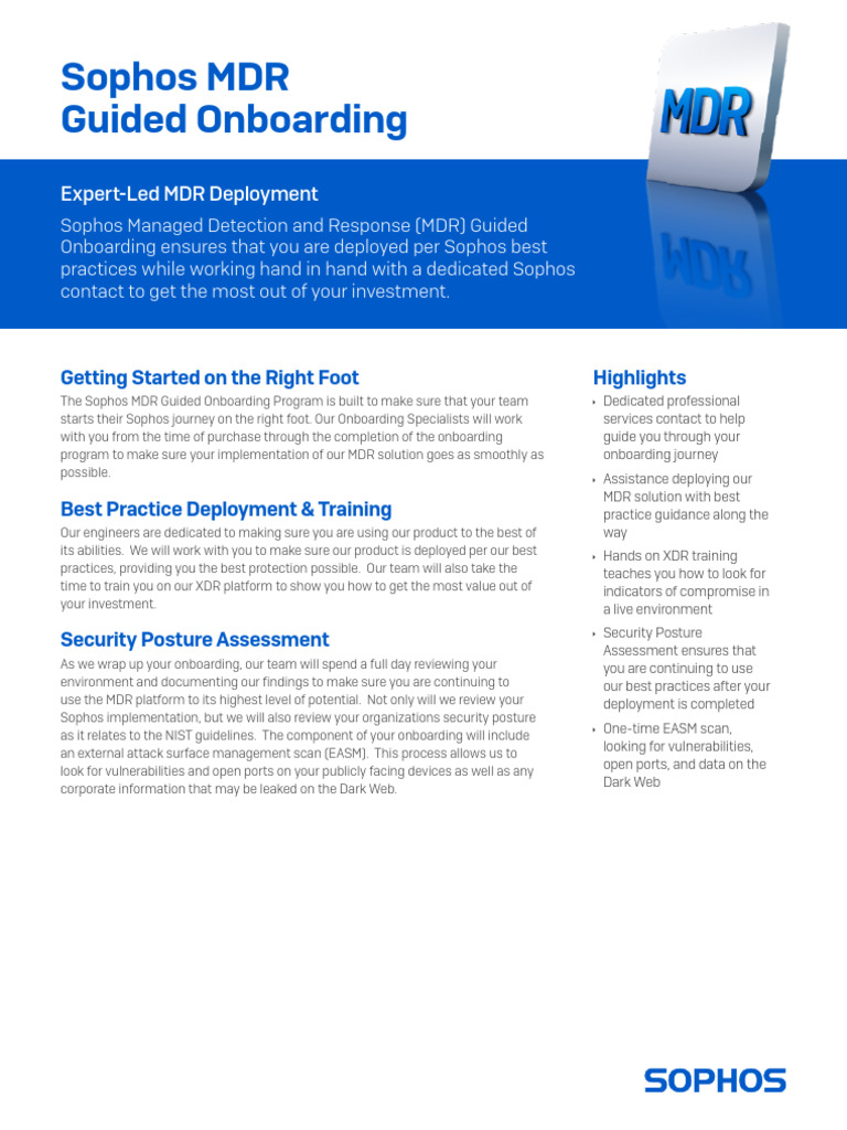 Sophos MDR Guided Onboarding Overview | PDF | Computing | Computer Security