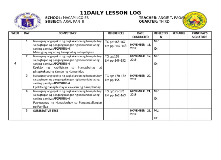 Daily Lesson Log Q3 Week 4 | PDF