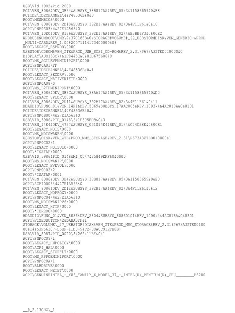 USB Device and PCI Information Log | PDF | Physical Layer Protocols ...