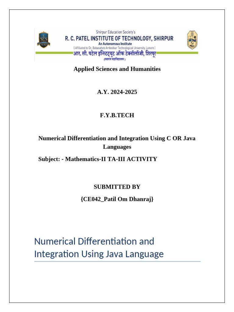 Java Numerical Methods: Integration & Differentiation | PDF | Integral ...