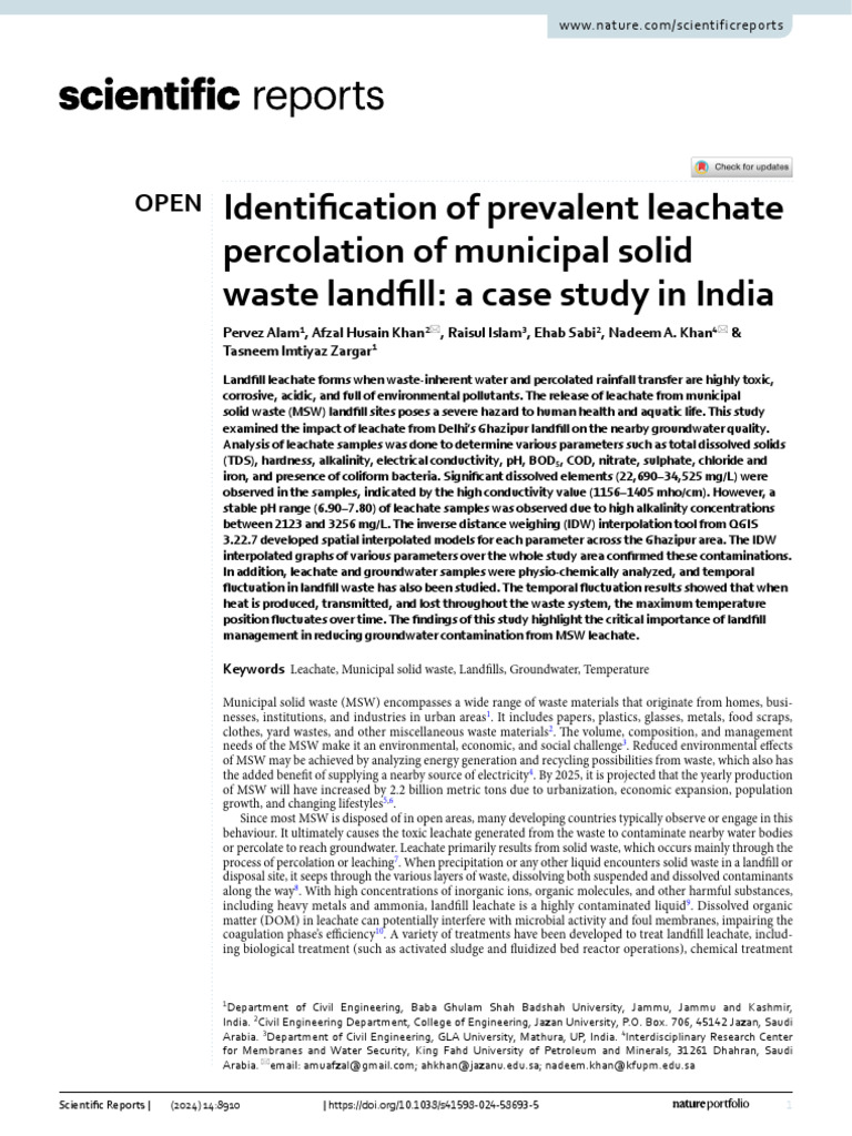 Leachate Impact on Groundwater in India | PDF | Municipal Solid Waste ...