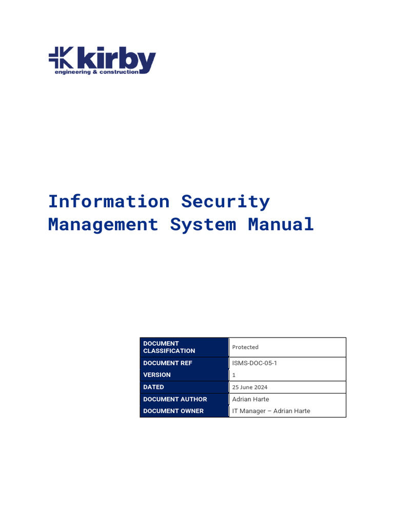 ISMS Manual for Kirby Group | PDF | Information Security | Audit