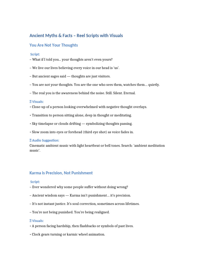 Ancient Myths and Facts Reel Scripts | PDF