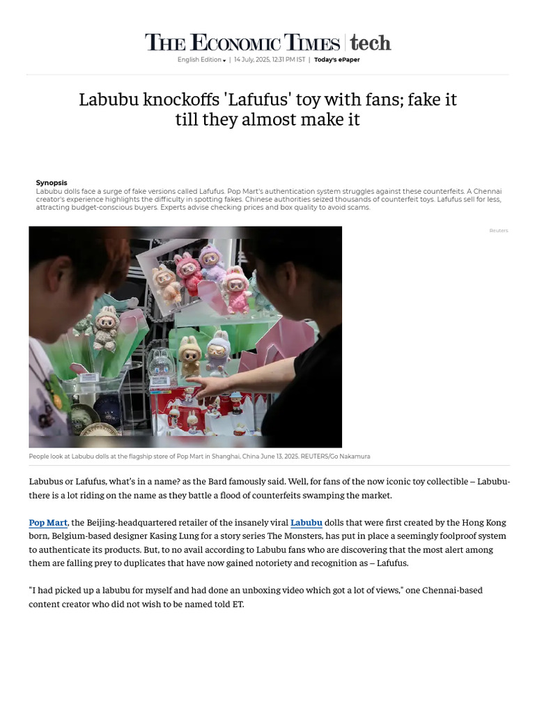 Labubu Knockoffs 'Lafufus' Toy With Fans Fake It Till They Almost Make ...