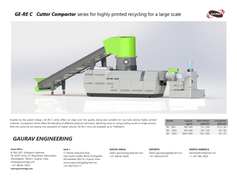 GE-RE C Cutter Compactor Series Overview | PDF