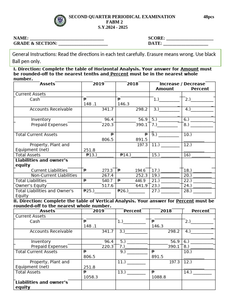 FABM 2 Q2 Periodical Exam Template | PDF | Equity (Finance) | Chess ...