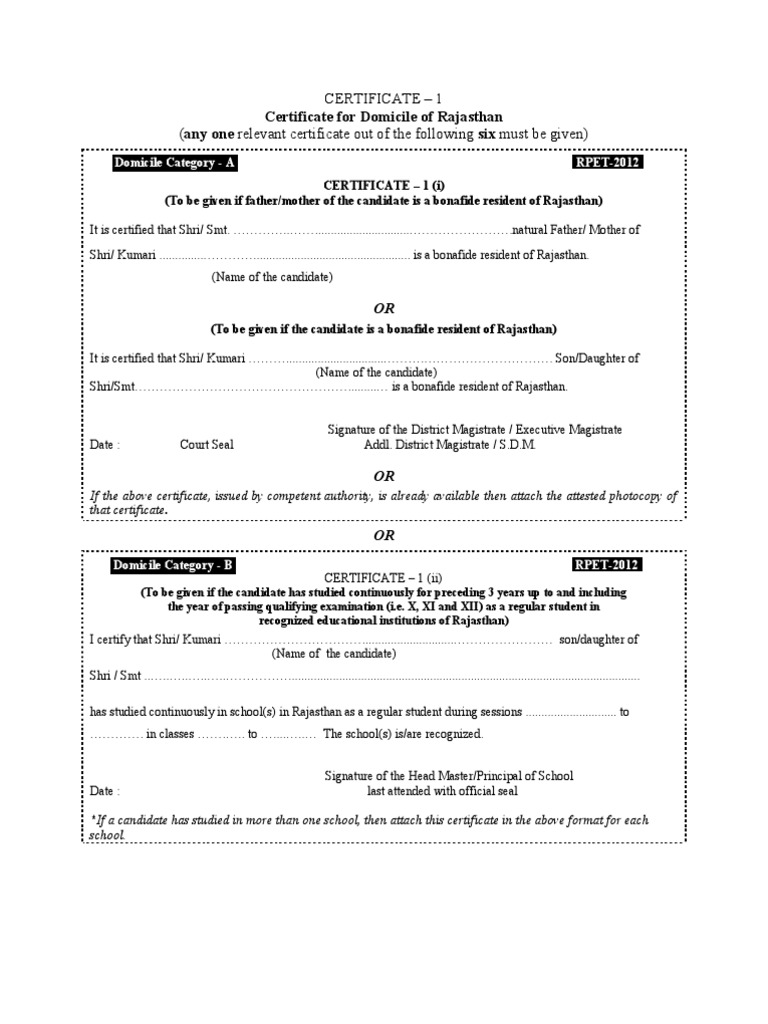 FORMATS of Various Certificates Rpet2012 | PDF | Social Institutions ...