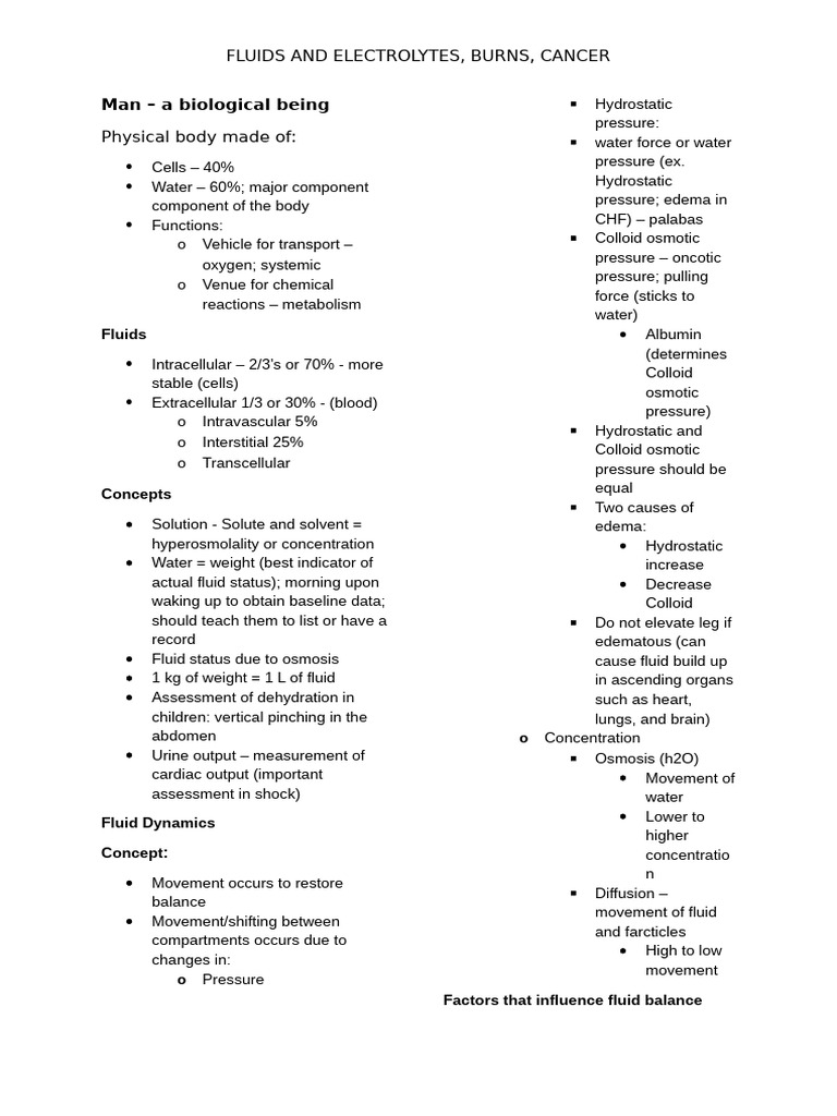 Fluid and Electrolyte Management Guide | PDF | Electrolyte | Physiology