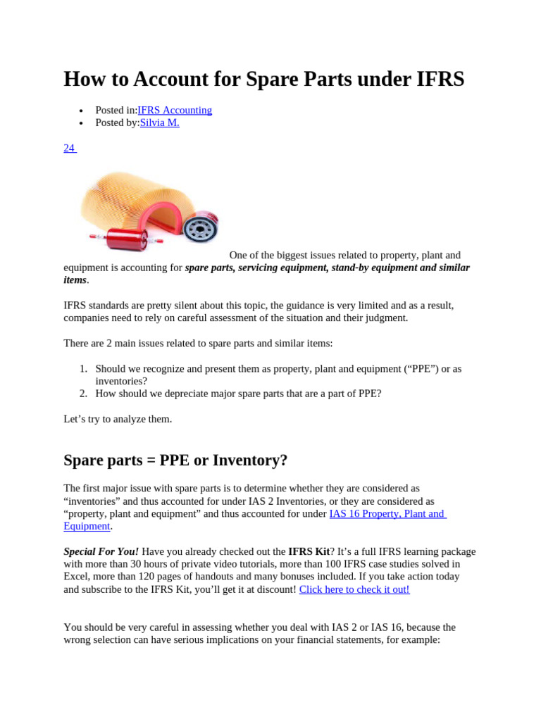 Accounting for Spare Parts under IFRS | PDF | Accounting | Financial ...