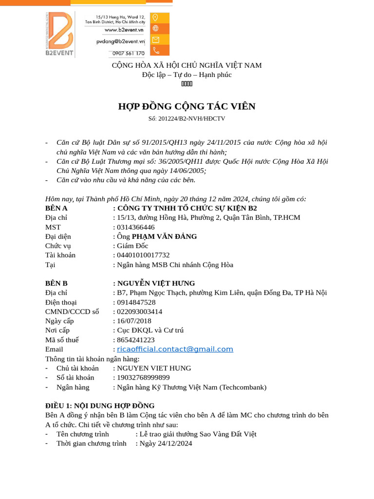 b2 - Rapper Rica - HĐCTV - HLG 20124 | PDF