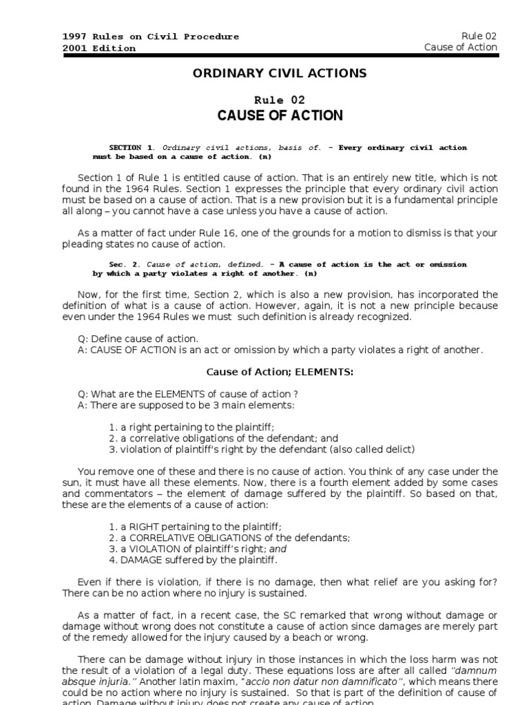Rule 02 Cause Of Action PDF Foreclosure Joinder