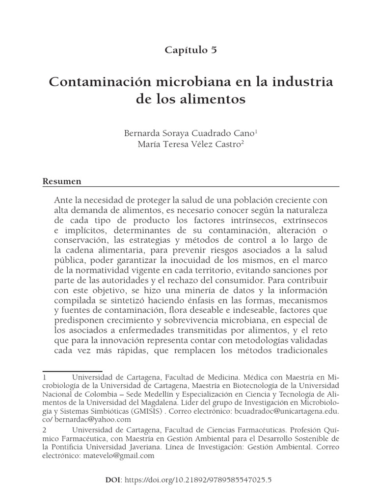 Contaminación Microbiana en Alimentos | PDF | Alimentos