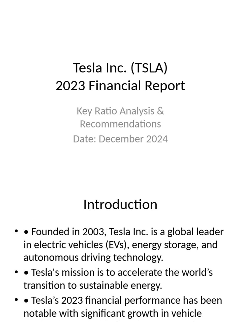 Tesla 2023 Financial Report | PDF | Revenue | Leverage (Finance)