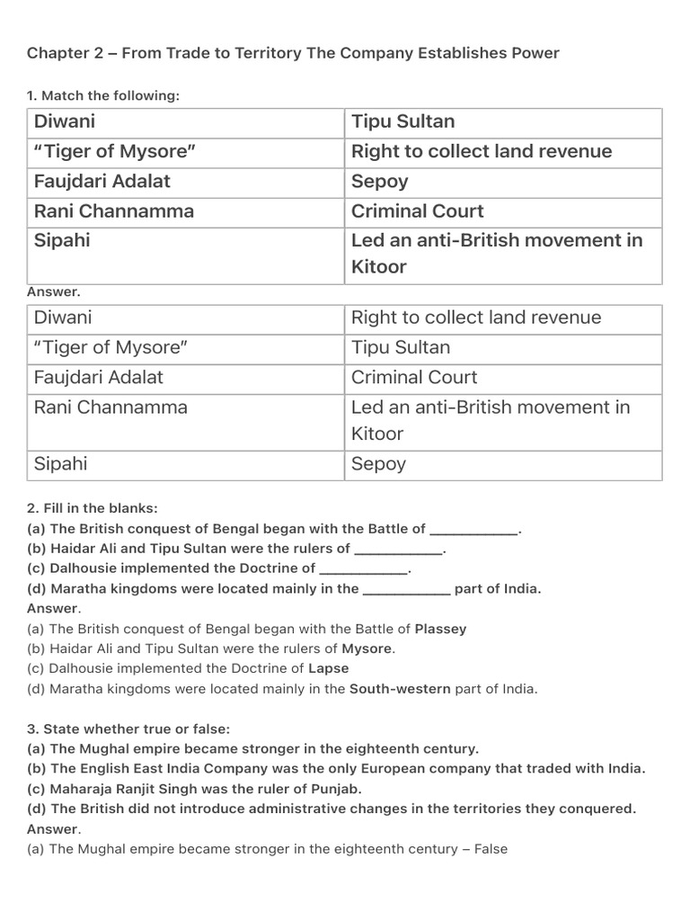British Expansion in India: Key Events and Changes | PDF | East India ...