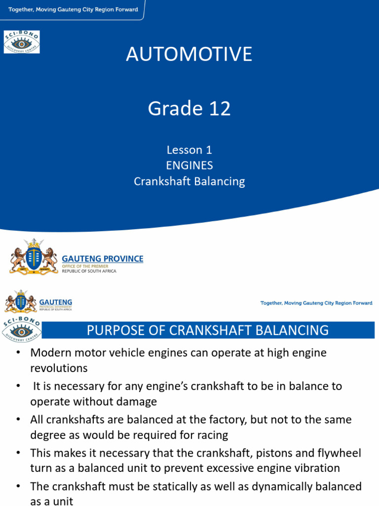 Crankshaft Balancing Techniques Explained | PDF | Piston | Engines