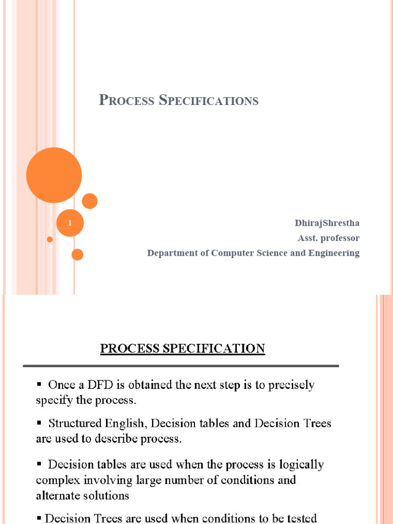 Rocess Pecifications: Dhirajshrestha Asst. Professor Department of ...