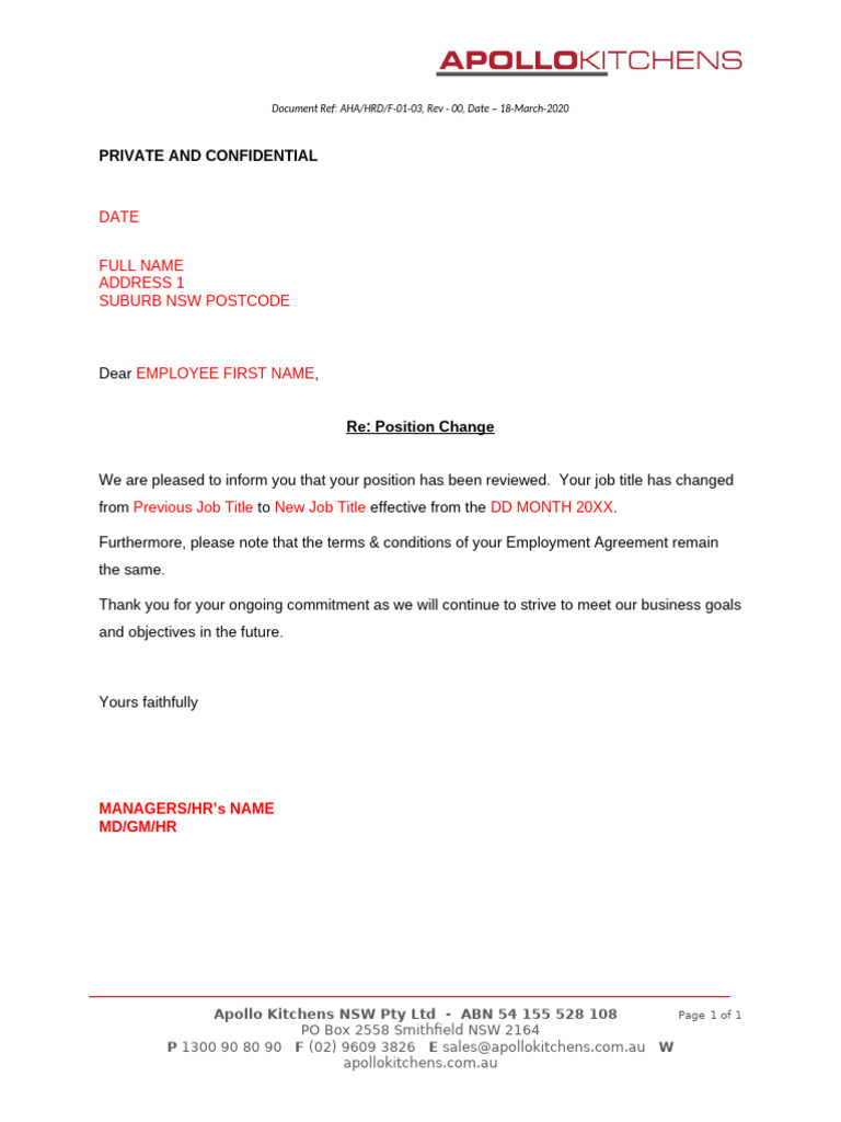 Employee Job Title Change Notification | PDF