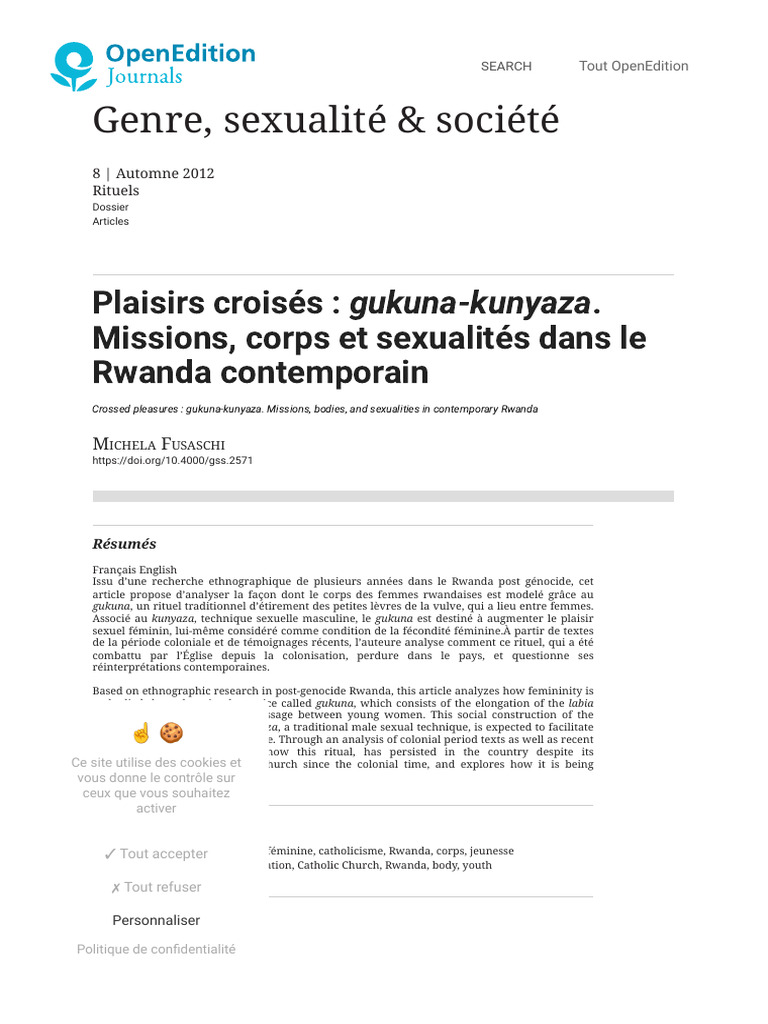Gukuna et sexualité féminine au Rwanda | PDF | Tutsis | Femme
