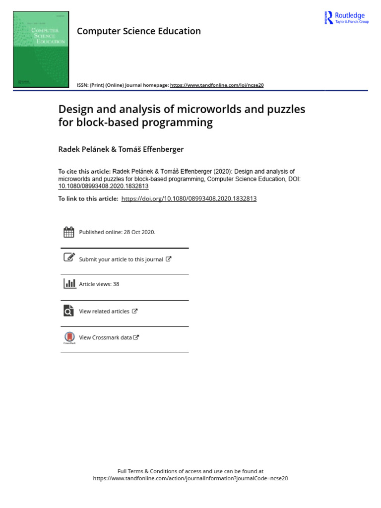 Design and Analysis of Microworlds and Puzzles For Block-Based ...