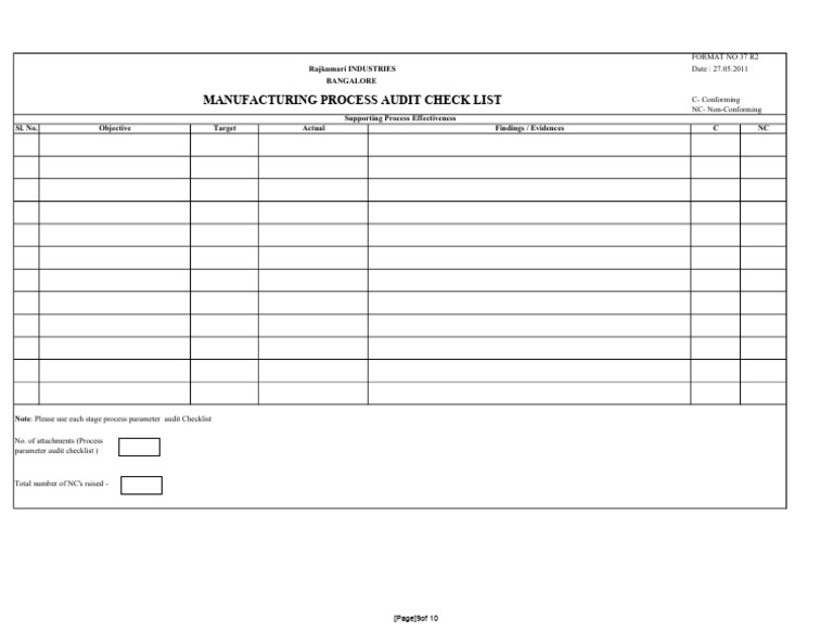Rajkumari Process Audit Part 9 | PDF