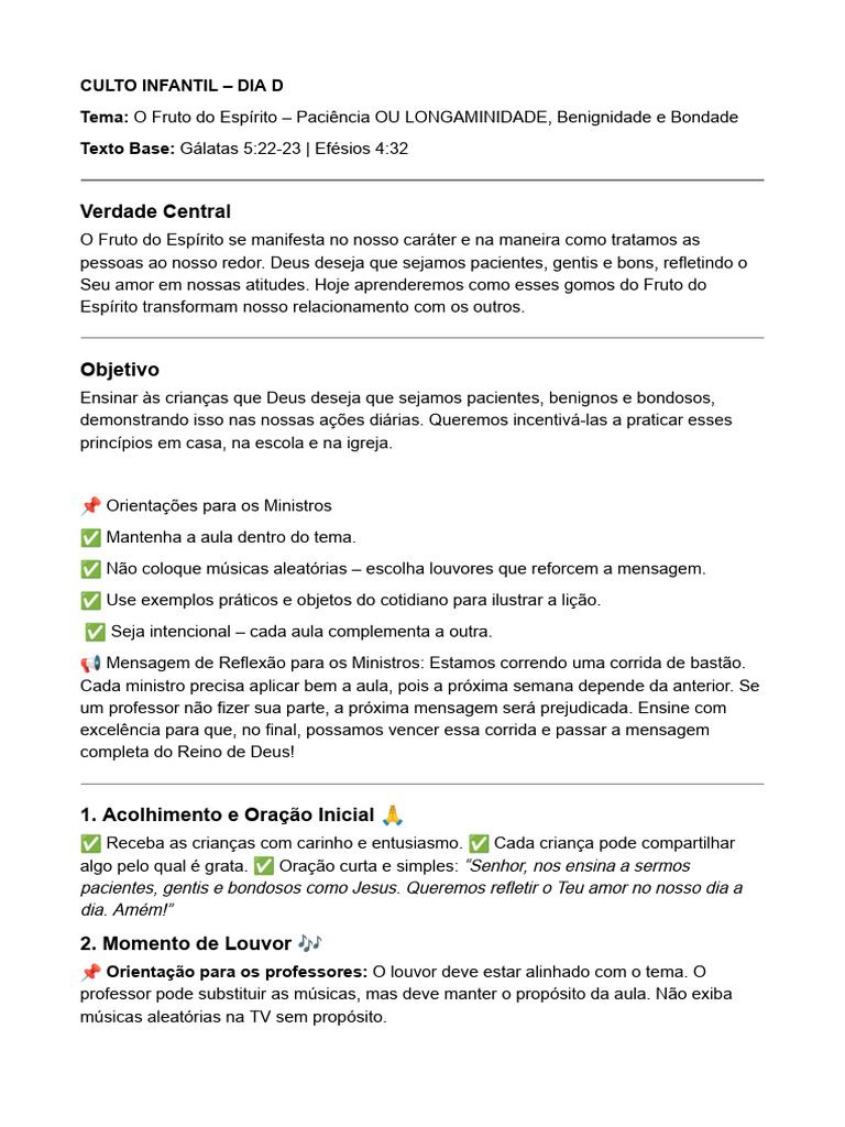 13 e 17 de Abril - Paciência, Benignidade e Bondade Ok | PDF | Oração ...