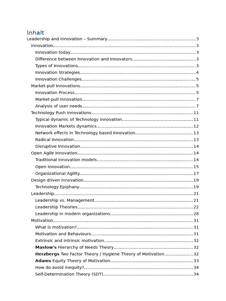 Leadership and Innovation Summary | PDF | Motivation | Motivational
