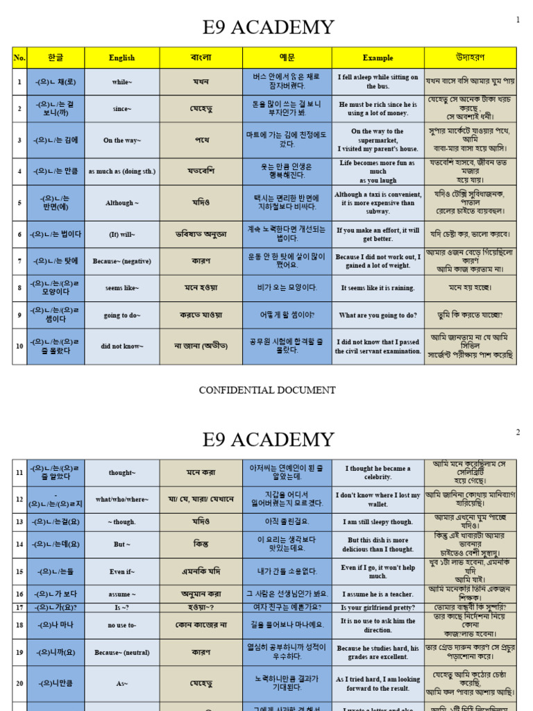 E9 Academy: No. English Example | PDF