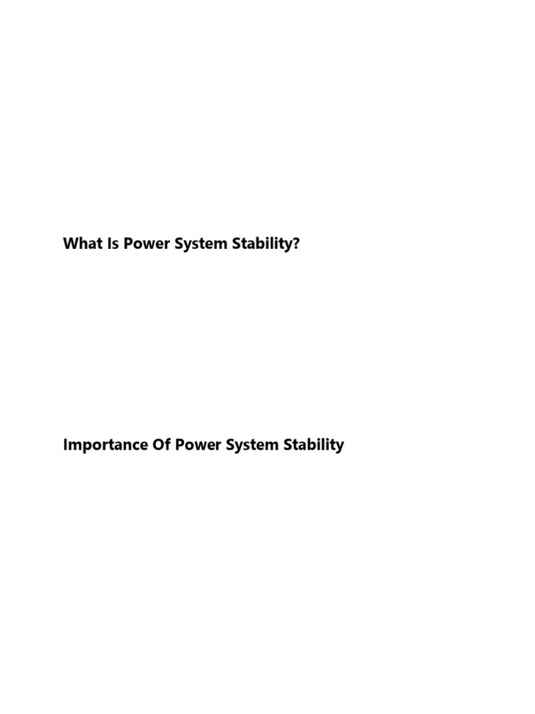 Understanding Power System Stability | PDF | Steady State | Electric ...