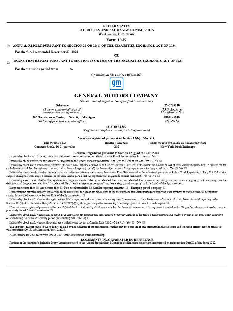 GM 2023 Form 10-K Report Summary | PDF | General Motors | Electric Vehicle