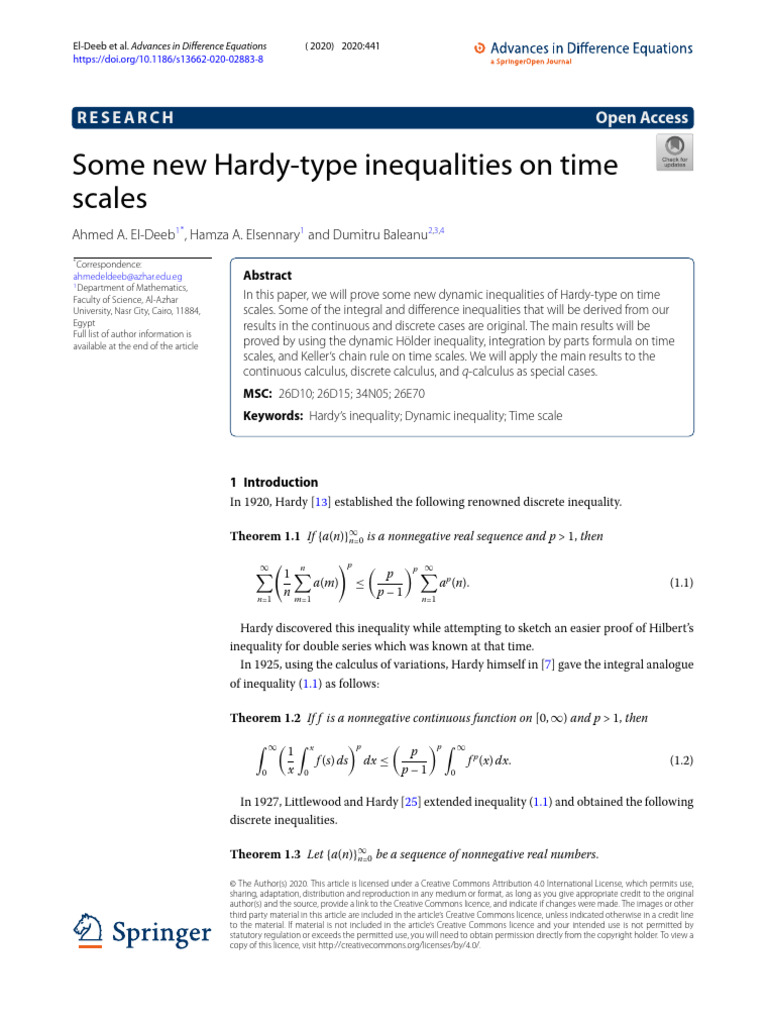 New Hardy-Type Inequalities on Time Scales | PDF | Empty Set | Creative ...