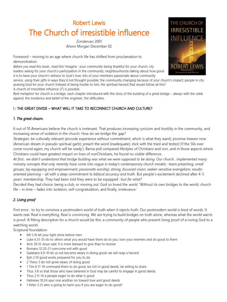 Building Irresistible Church Influence | PDF | Jesus | Acts Of The Apostles