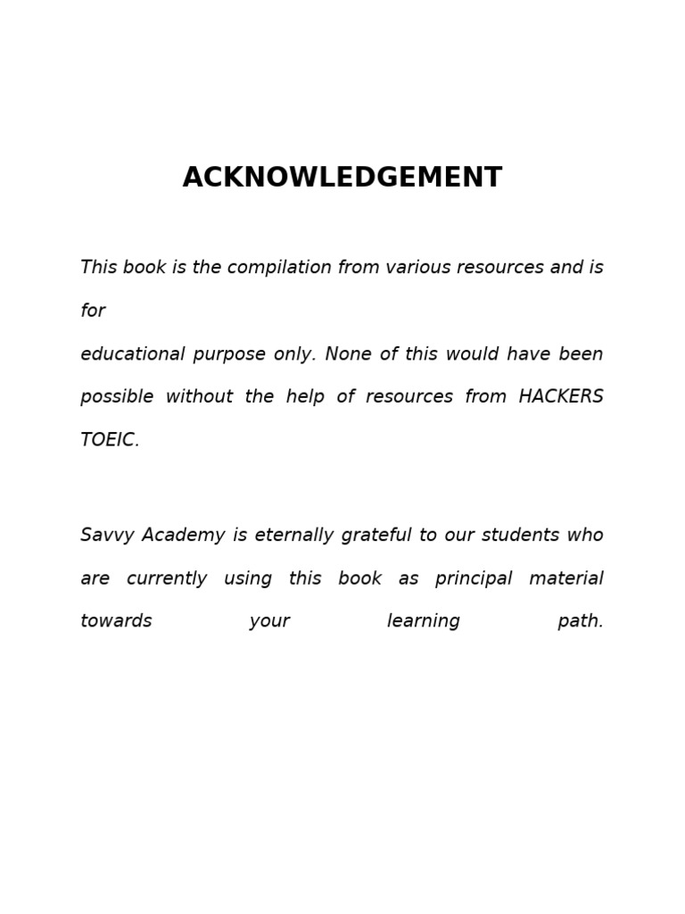 Acknowledgment of Educational Resources | PDF