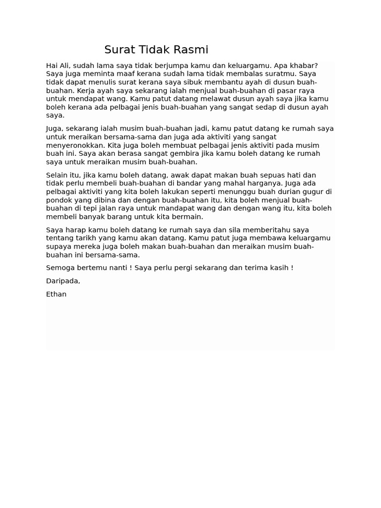 Surat Tidak Rasmi | PDF
