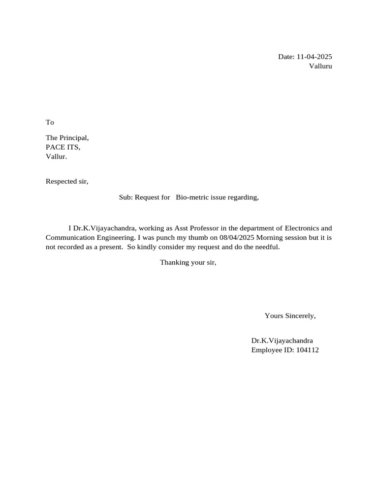 Biometric Attendance Issue Requests | PDF