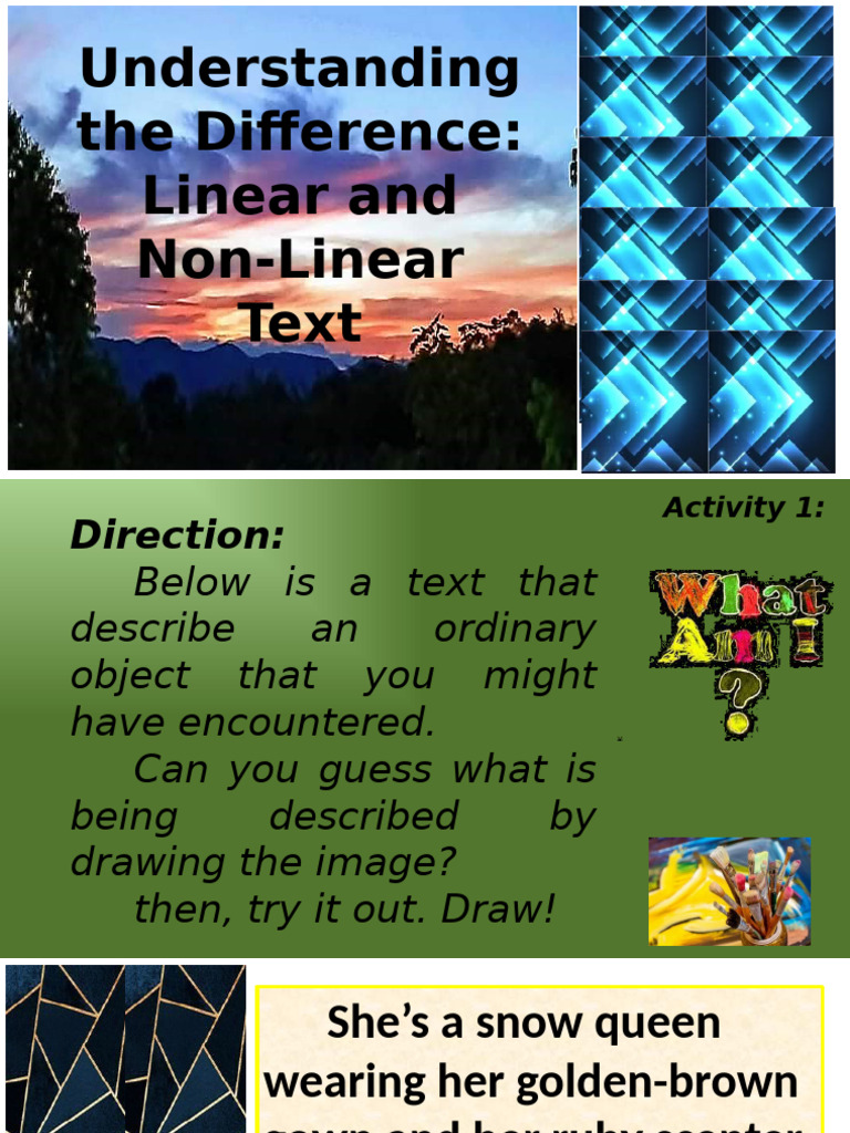 Understanding The Difference Linear and Non Linear Text | PDF | Narrative