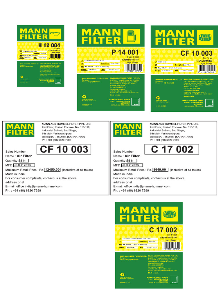 Mann Filter New Sticker | PDF
