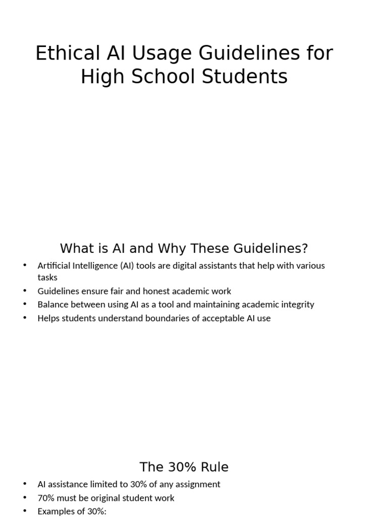 Ethical AI Usage Guidelines For High School Students | PDF