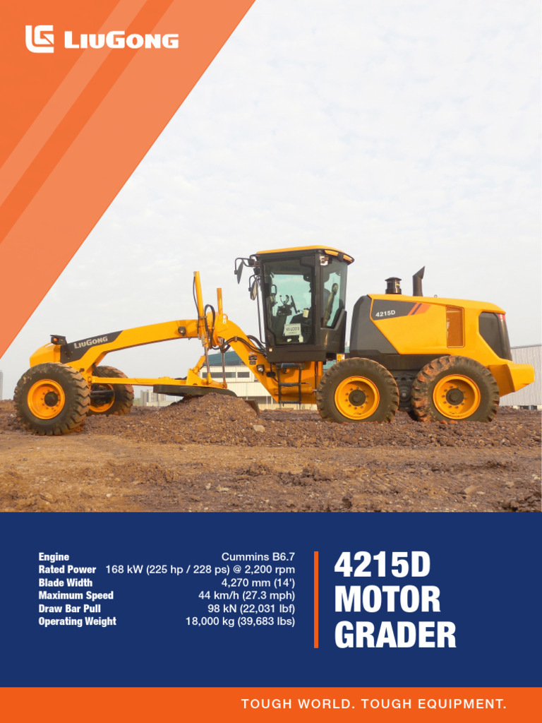 LiuGong 4215D Motor Grader Specs | PDF | Axle | Steering