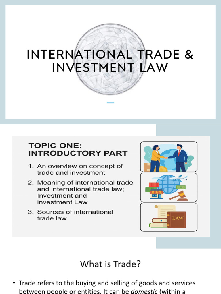 International Trade & Investment Law - Topic 1 | PDF | Investing ...