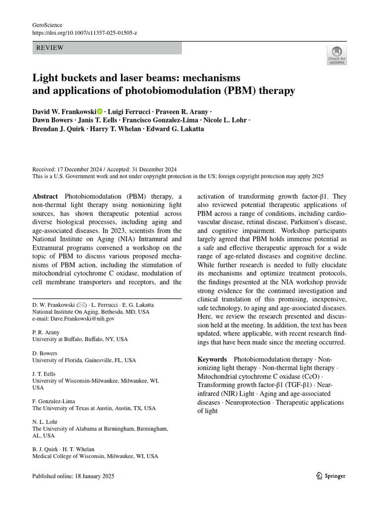 Photobiomodulation Therapy Review | PDF | Retina | Mitochondrion