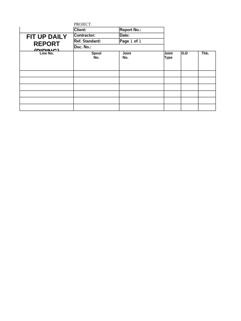 Daily Piping Fit Up Inspection Report | PDF