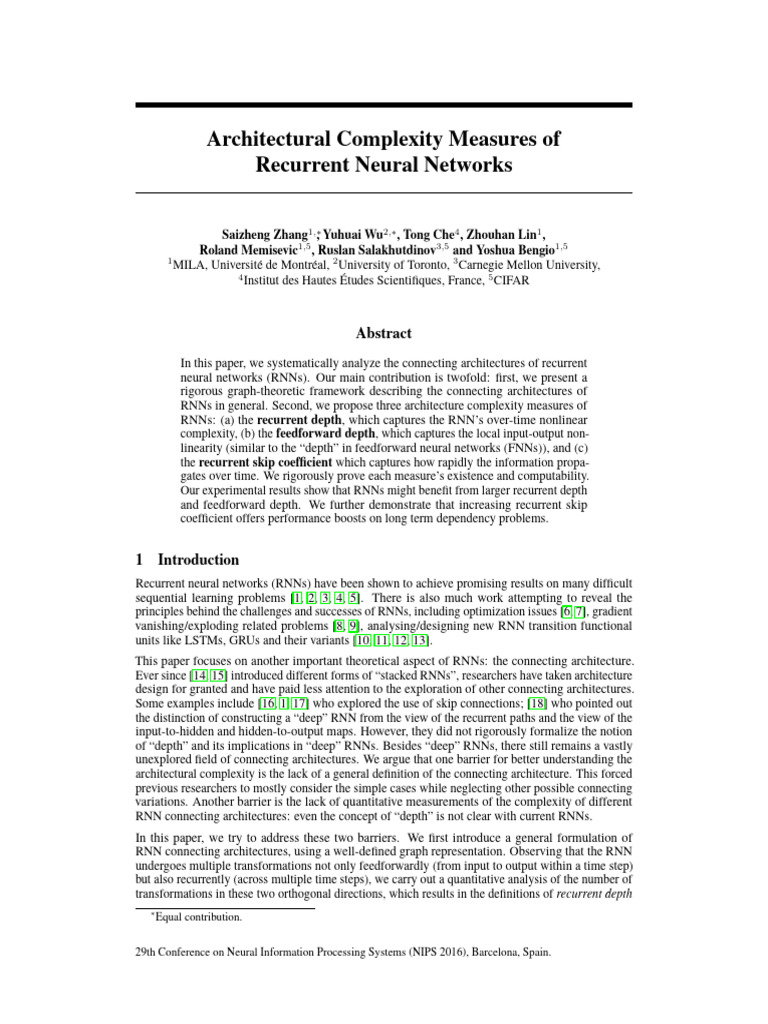 RNN Architectural Complexity Measures | PDF | Sequence | Applied ...