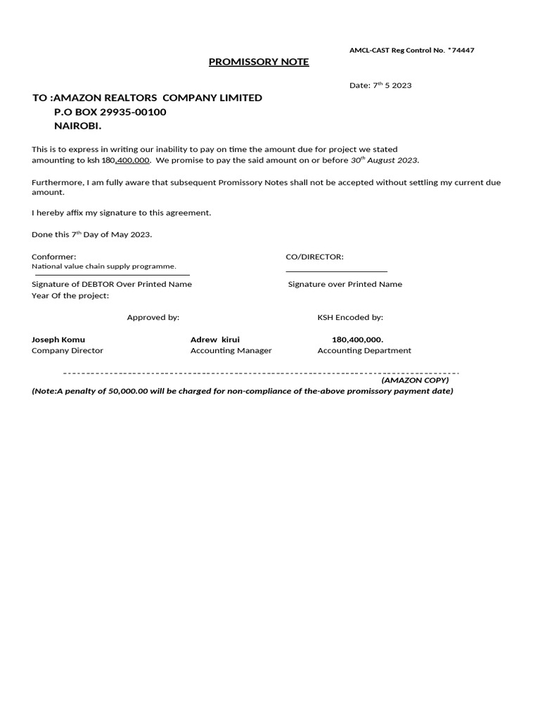 Promissory Note For Amazon | PDF