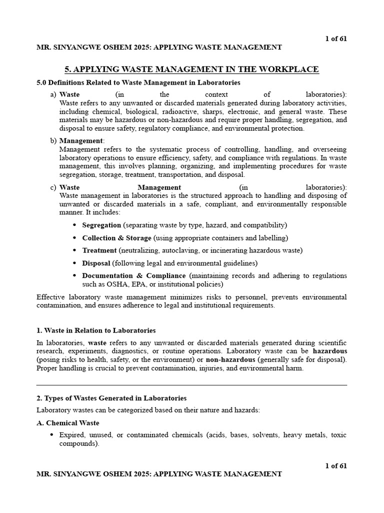 Laboratory Waste Management Guide | PDF | Waste | Sanitary Sewer
