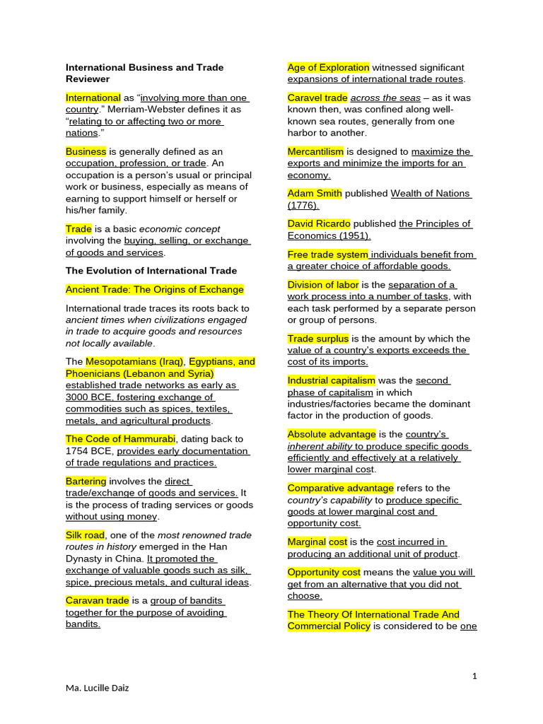 Overview of International Trade Concepts | PDF | Franchising | Money