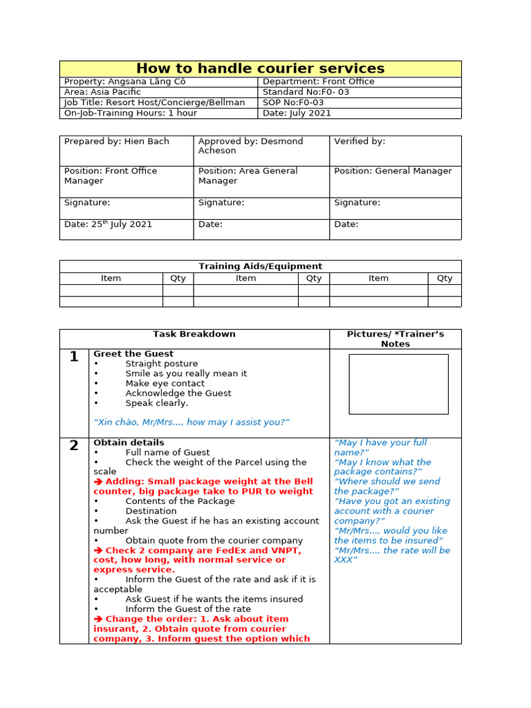 FO - 03 How To Handle Courier Services | PDF