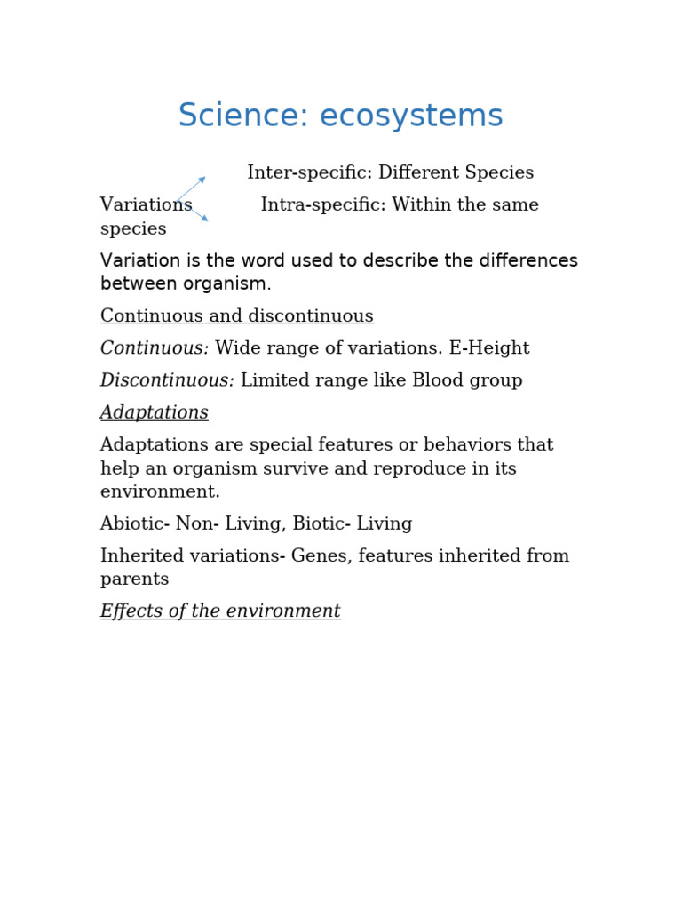Understanding Ecosystem Variations | PDF